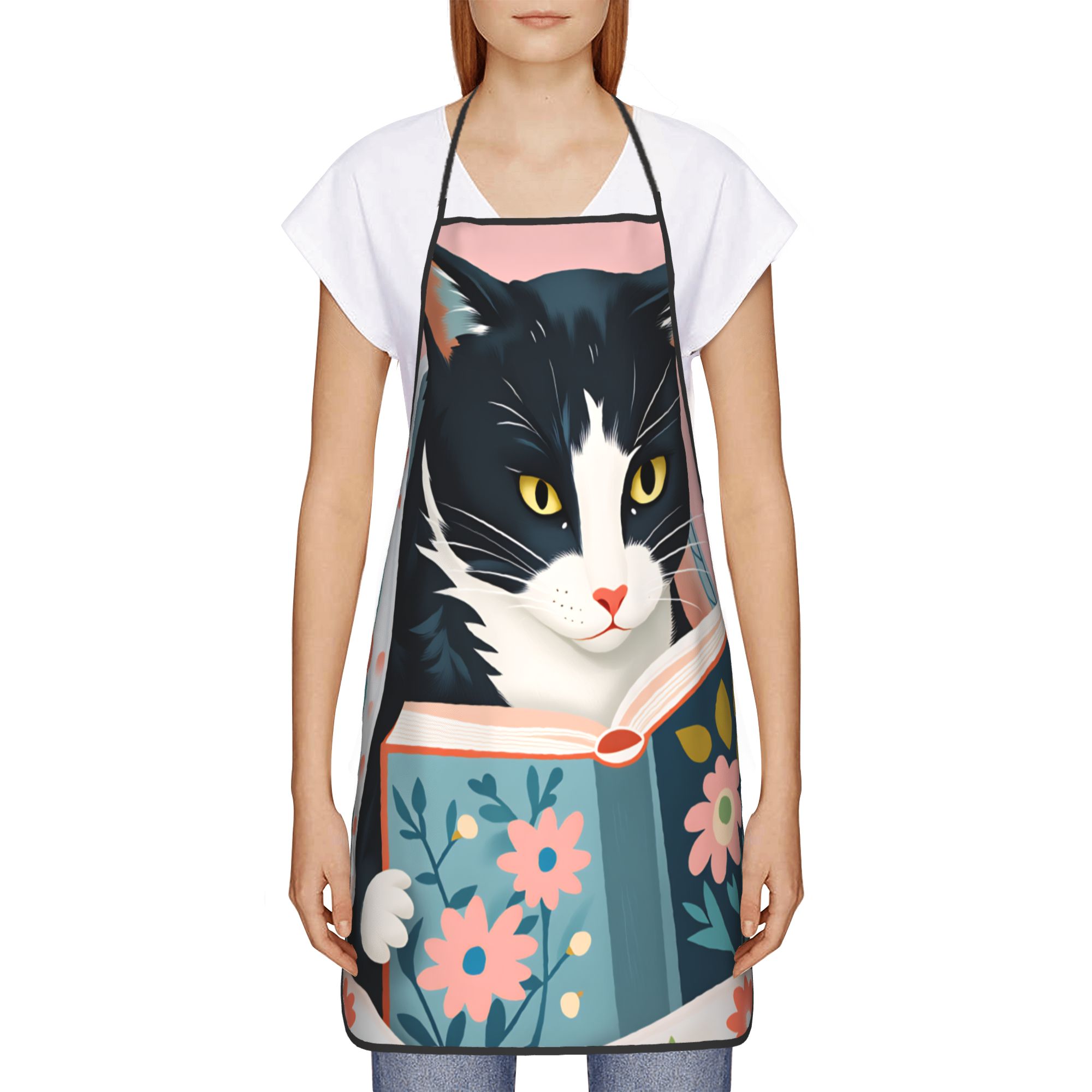 Whimsical Reading Cat Apron  F – Home Cooking Reading Bewertung und Preis